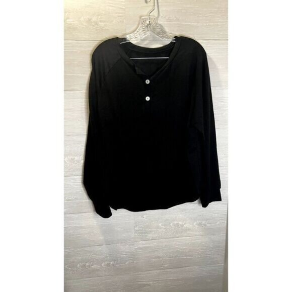 Womens V Neck Henley Shirts Long Sleeve Sweatshirts Causal Pullover Button - Picture 4 of 6